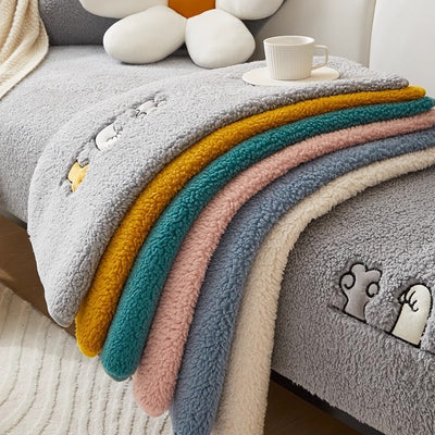 1pc Ultra-Soft Sherpa Fleece Sofa Cover